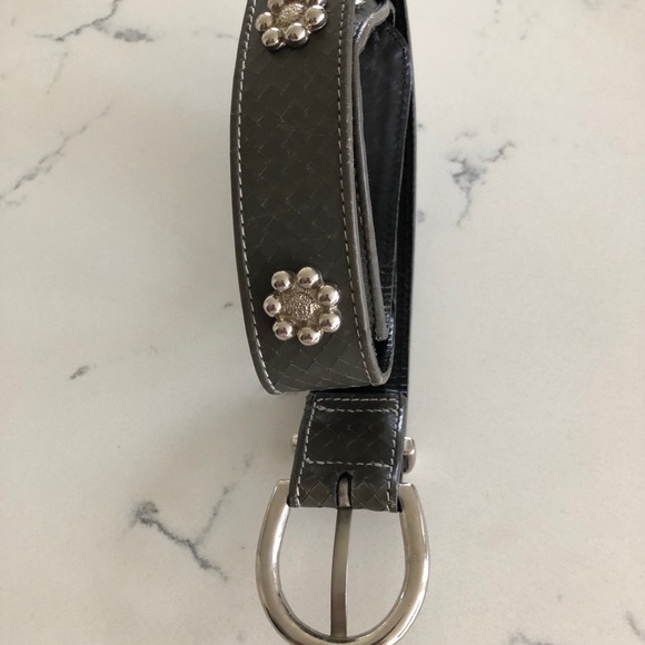Escada Gray Leather Belt, Size 36